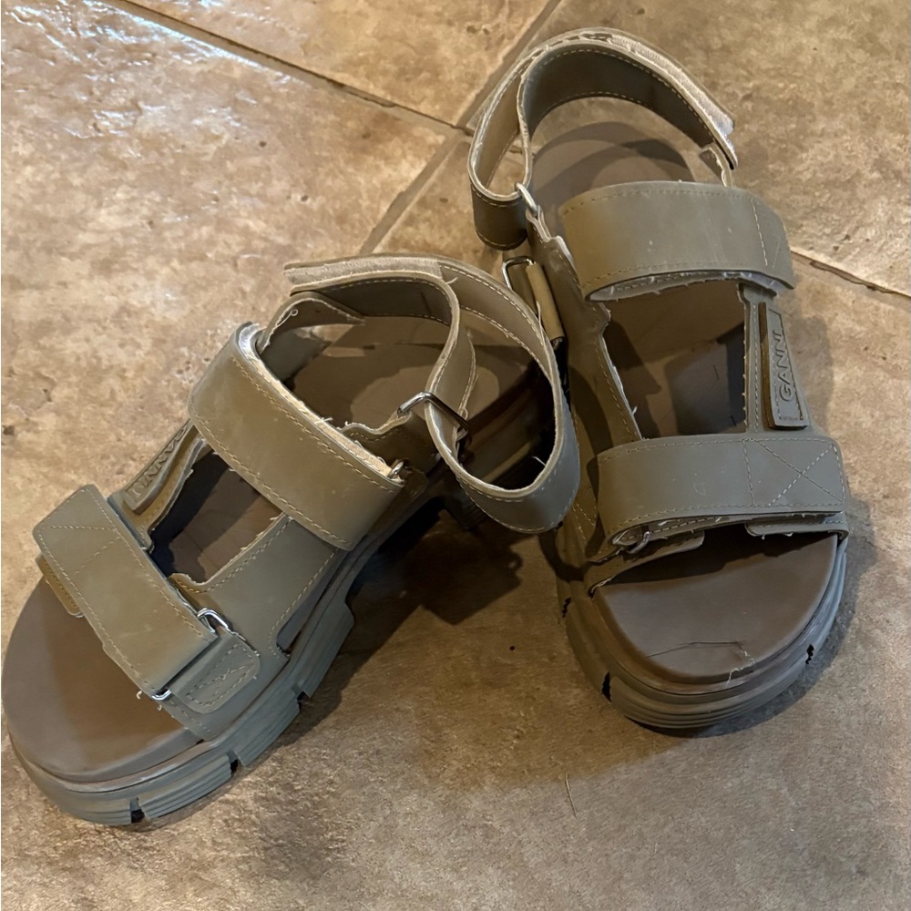 Ganni Khaki Chunky Sandals